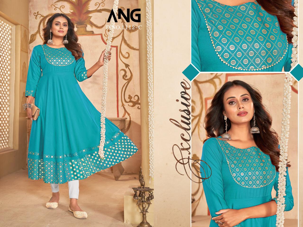 12Angel 1112 Wholesale Printed Anarkali Kurtis Catalog